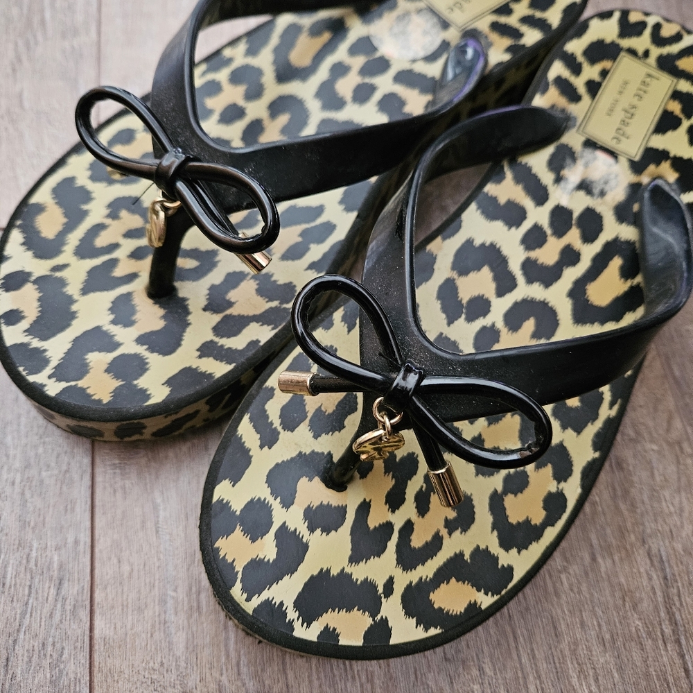 Kate Spade Leopard Wedge Sandals 7